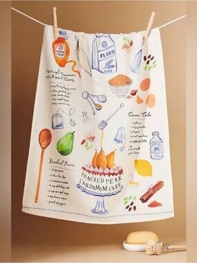 Anthropologie Poached Pear Cardamom Cake Towel NWT